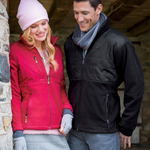 UltraClub Men's Fleece Jacket with Quilted Yoke Overlay